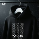 Focus هودي اوفر سايز قطن بكابيشو باللون الاسود للرجال والنساء