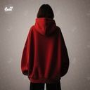 Unisex هودي اوفر سايز قطن باللون الأحمر