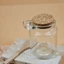 برطمان اسطوني  زجاج صغير بغطاء ومعلقة خشب لحفظ وتخزين التوابل والبقوليات والحبوب