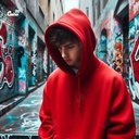 Sukuna هودي اوفر سايز قطن باللون الاحمر