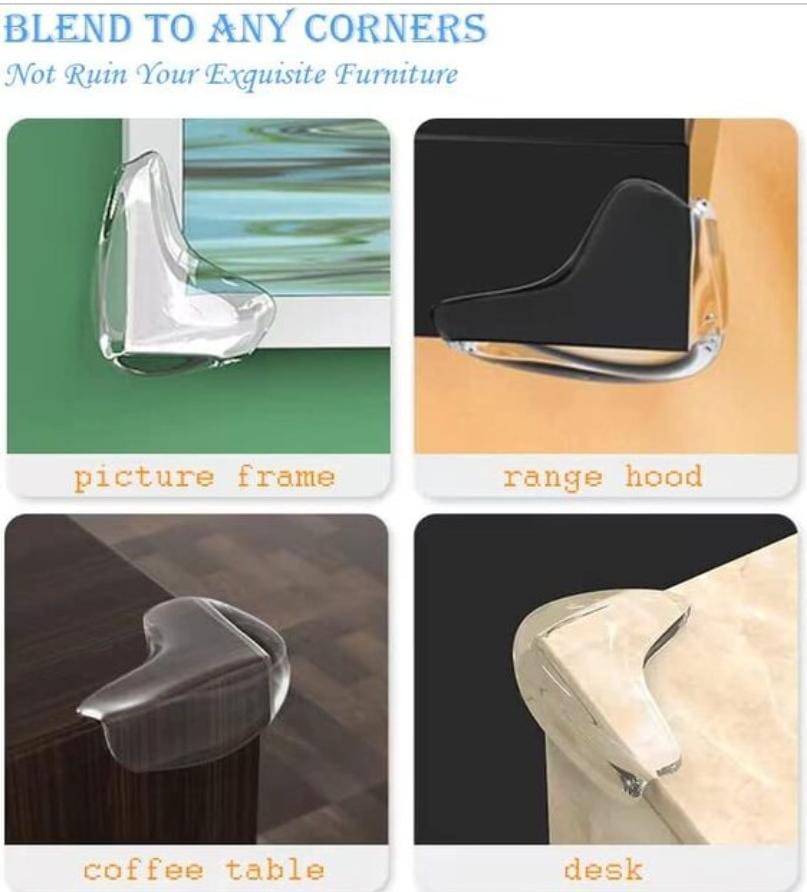 مجموعة حامي زوايا سيليكون بلزق دبل فيس للاثاث لحماية مثالية للاطفال من التصادم 4 قطع