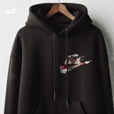 Luffyy  هودي اوفر سايز قطن باللون الاسود