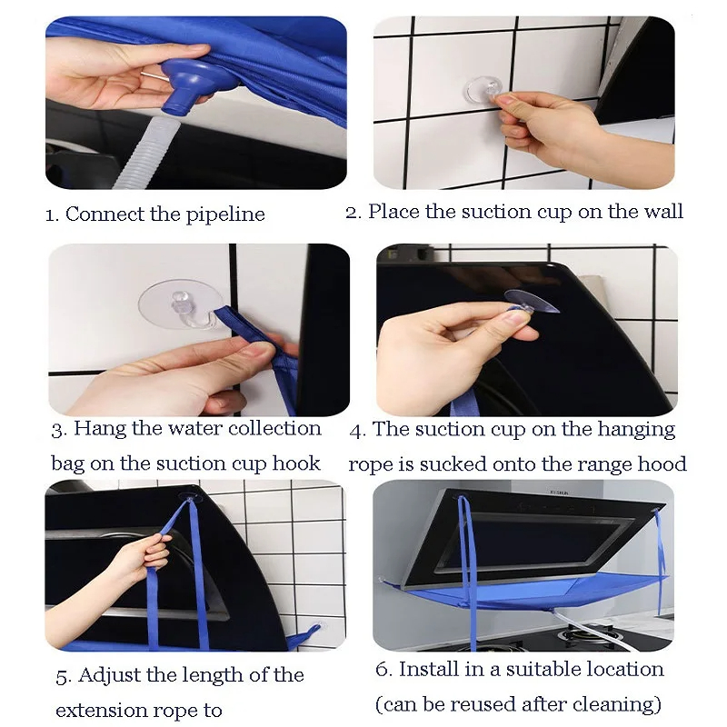 غطاء تنظيف التكييف وشفاط البوتجاز من الزيوت والغبار ووتر بروف مع انبوب للتصريف بتصميم معلق بلون ازرق