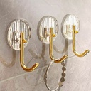 هوك شماعة شفاف في جولد 3 قطع لتعليق الملابس وادوات الحمام والمطبخ بلزق دبل فيس