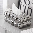 علبة مناديل انيقة من الستانليس ستيل شكل بابلز مزينة بارنوب مجسم مناسب لديكور الطاولة والكومود والبوفيه