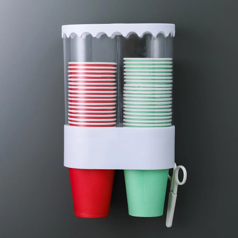 حامل و ديسبنسر اكواب ورقية زوجي يمكن ان يحمل 80 كوب ورقي مع دبل فيس لتعليقه و لزقه علي الحائط بجانب القارورة