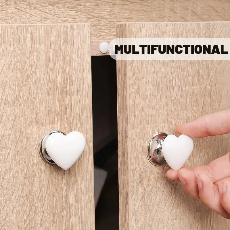 مقبض بديل ليد الدواليب والأدراج وزر ضغط المرحاض 2 في 1 شكل قلب بألوان مختلفة