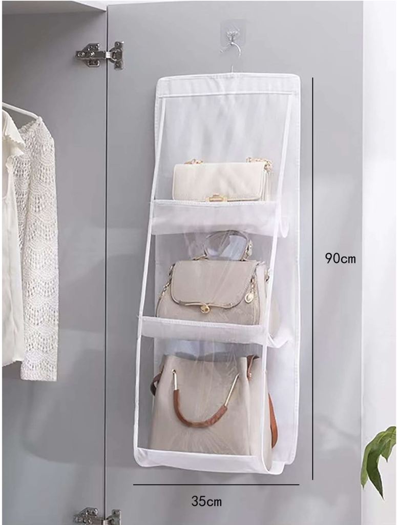 شماعة ومنظم شنط داخل الدولاب للحفاظ عليها من الانبعاج والأتساخ