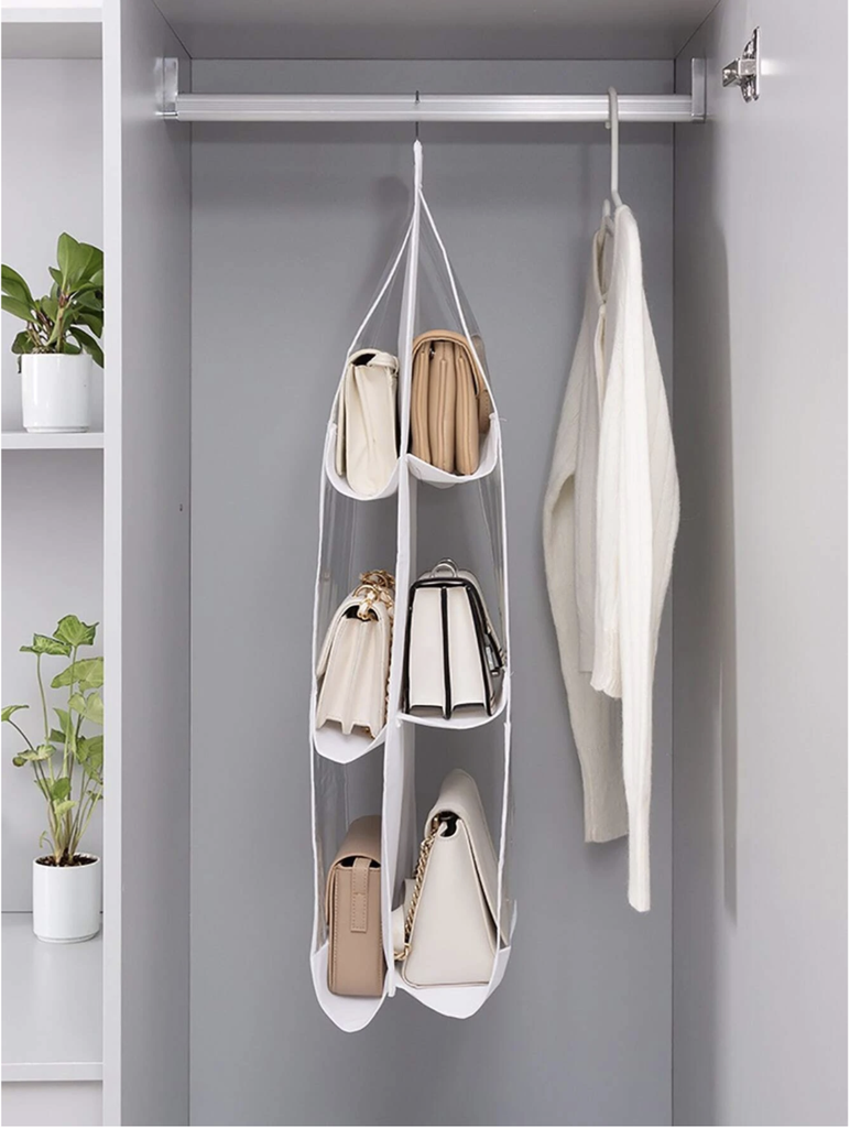 شماعة ومنظم شنط داخل الدولاب للحفاظ عليها من الانبعاج والأتساخ