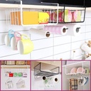 رف معدن للتخزين يعلق اسفل رف المطبخ مع 2 حامل للمناديل و الفوط و ادوات المطبخ