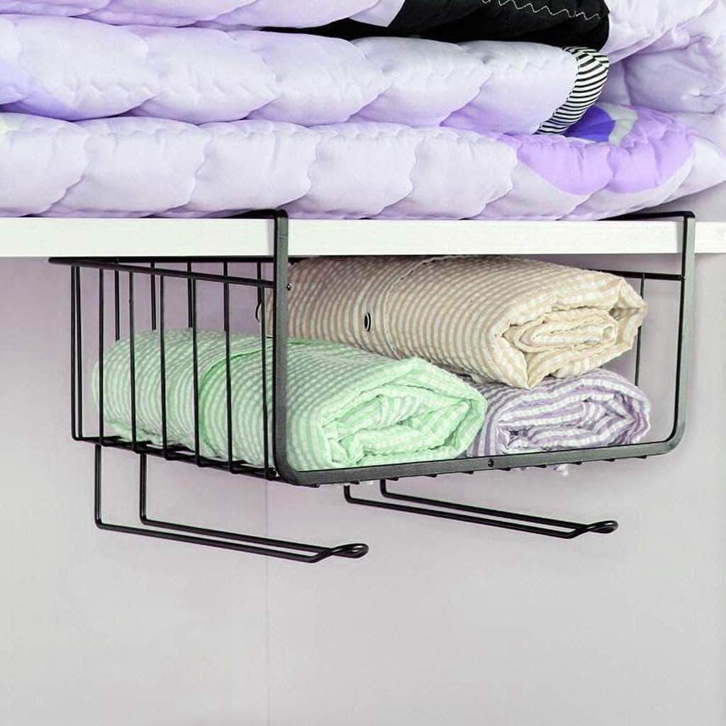 رف معدن للتخزين يعلق اسفل رف المطبخ مع 2 حامل للمناديل و الفوط و ادوات المطبخ