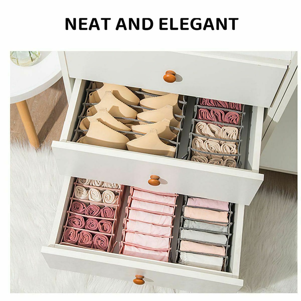 منظم أدراج لتنظيم الملابس الداخلية والجوارب وربطات العنق قماش 3 قطع قابل للطي