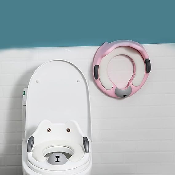 بوتي للاطفال مبطنة للتدريب علي استخدام التواليت بمقبض يناسب جميع انواع الحمامات