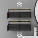 رف معدني شبك لحمل وتنظيم أدوات المطبخ والحمام مزود بدبل فيس قوي لسهولة التعليق