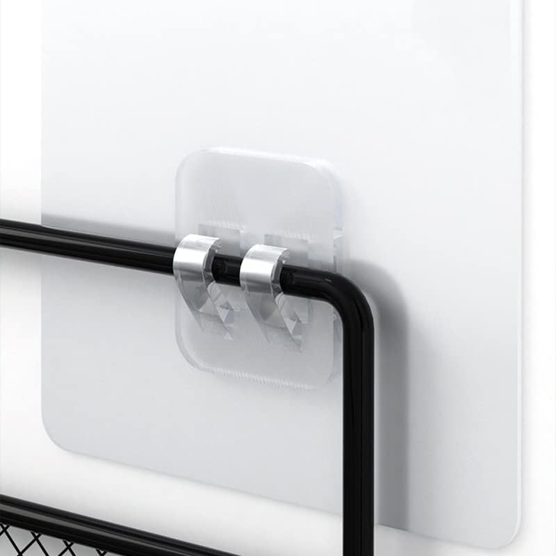 رف معدني شبك لحمل وتنظيم أدوات المطبخ والحمام مزود بدبل فيس قوي لسهولة التعليق