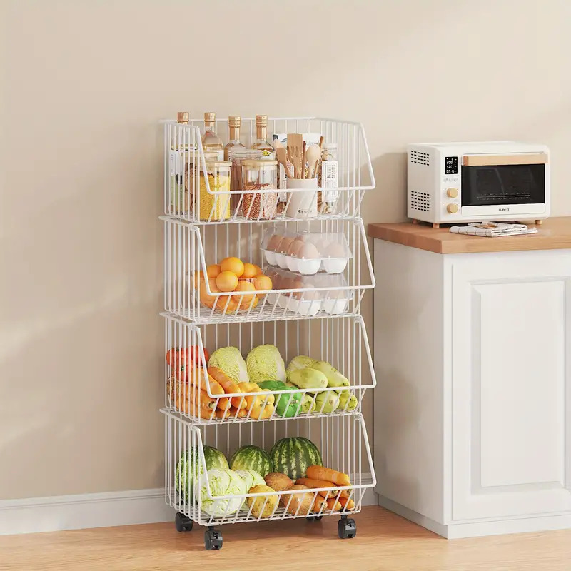 تربو معدني 4 دور لحمل و تنظيم ادوات المطبخ و الحمام بعجلات لسهوله الحركة