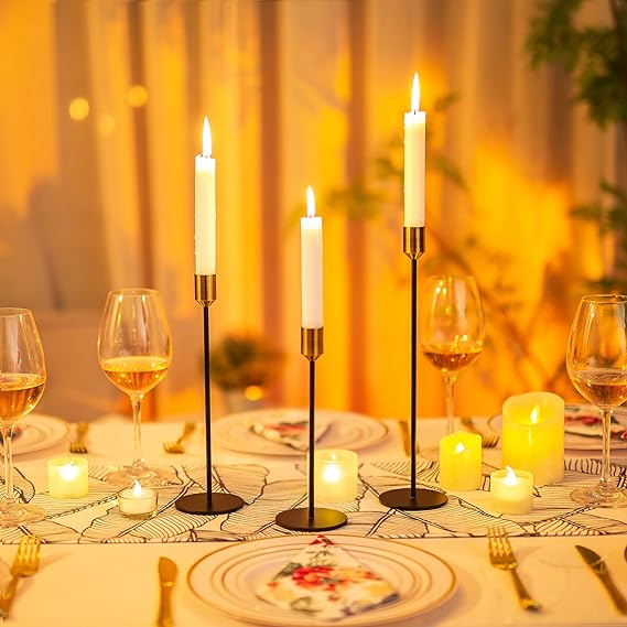 شمعدان معدن 3 مقاسات مختلفة لتغير ديكور البيت بقاعدة لتثبيته بسهولة