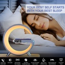 اباجورة 6*1متعددة الاستخدامات ( اضائة متعددة الالوان و ساعه رقمية و مكبر صوت و شاحن لاسلكي و ساعة و  منبه) لغرفة النوم و المعيشة و لاجواء هادئة