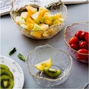 طقم بولات  3 قطع زجاج شفاف منقرش مع حواف باللون الجولد غير منتظمة بمقاسات مختلفة بتقديم السلطات و الفاكهة للضيوف بشكل مختلف