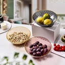 طبق اكيليريك بقاعدة دوارة لحمل وتقديم الفواكه والمكسرات والشوكولاتة للضيوف بشكل شيك