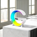 جهاز  5 في 1 شاحن لاسلكي وساعة رقمية ومنبة ومكبر صوت واباجورة بألوان متعددة لغرف النوم والدريسنج والمكتب