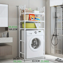 استاند منظم وحامل ادوات الحمام فوق الغسالة 3 دور مع هوكات جانبية لتعليق الفوط والليف