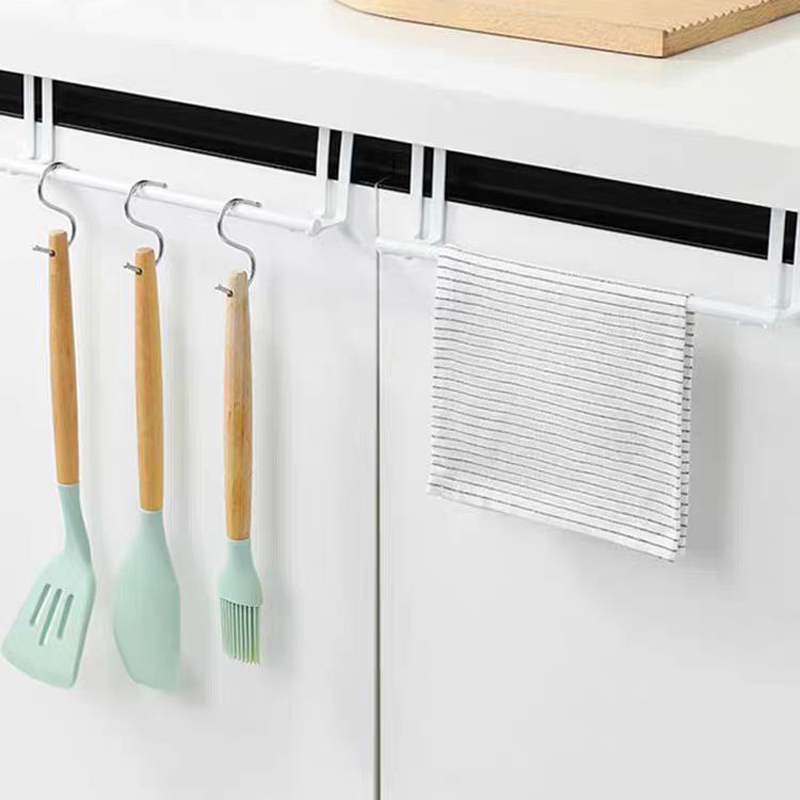 حامل فوط معدني يثبت علي درف المطبخ والابواب بدون حفر وتخريم