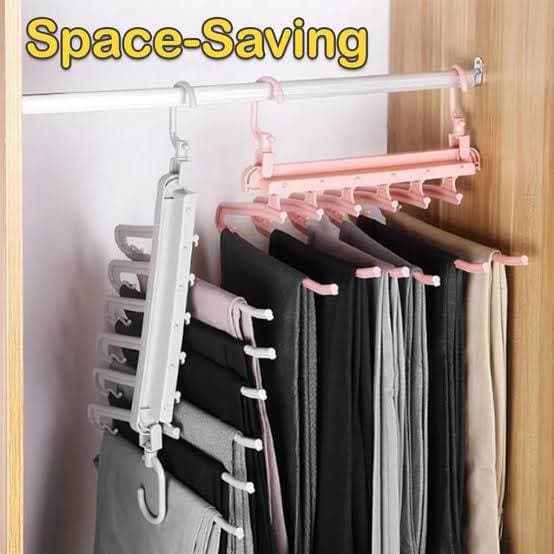 شماعة ذكية بلاستيكية ب 6 اذرع لتنظيم البناطيل والطرح والملابس لتوفير المساحة