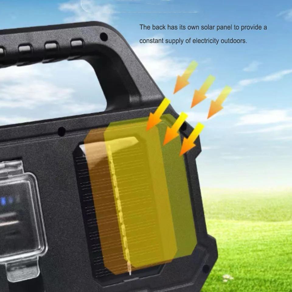 كشاف طوارئ محمول 2 واط  ب 6 درجات اضاءة مختلفة يعمل بالطاقة الشمسية