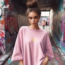 Shine Your weird  تيشيرت اوفر سايز قطن باللون البينك للنساء