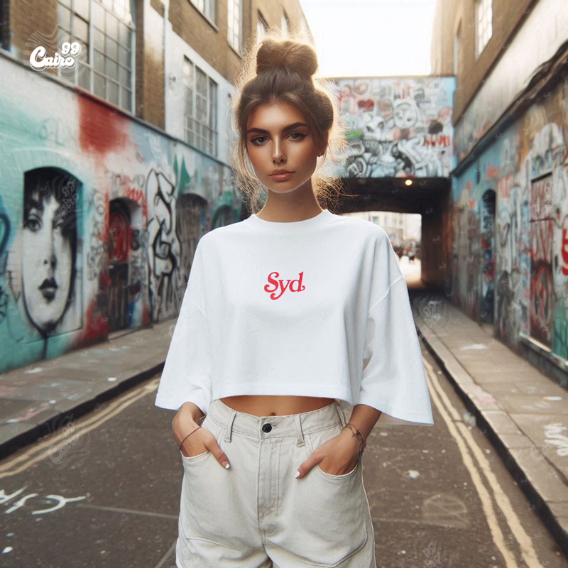 Chas's كروب توب اوفر سايز باللون الابيض