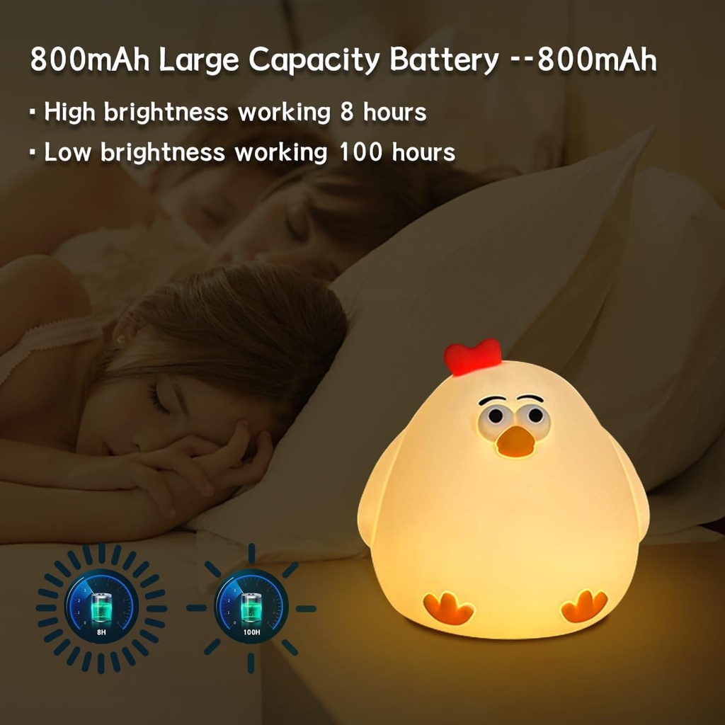 وناسة تاتش شكل دجاجة باضاءة ابيض وورم سيليكون غير قابل للكسر