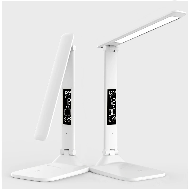 كشاف مكتب تاتش ب 3 اضاءات مختلفة مزود بساعة رقمية قابل للطي والشحن