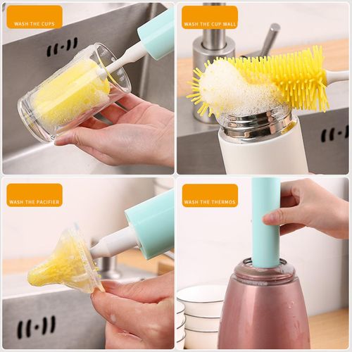 فرشة كهربائية لتنظيف زجاجات المياة وببرونات الأطفال ب 3 رؤوس مختلفة