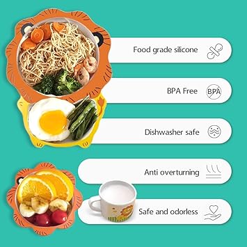 طقم طعام للاطفال 5 قطع شكل اسد