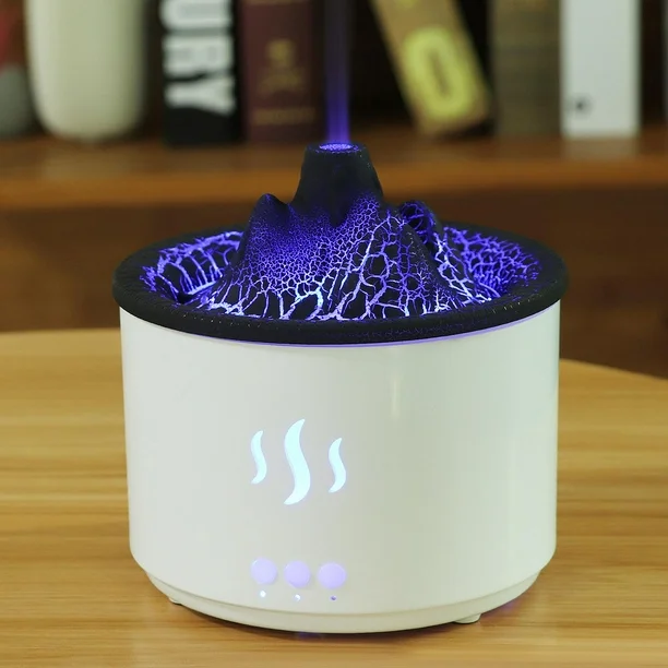 فواحة مضيئة علي شكل لهب بركاني لتعطير وترطيب المنزل بخزان 300 ملي