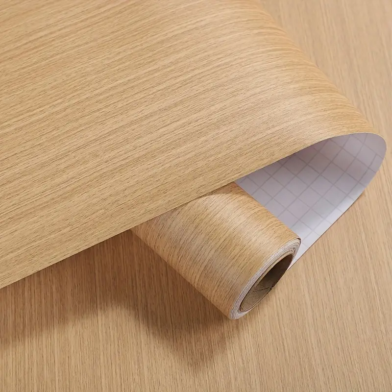 رول استيكر لاصق شكل خشبي باللون البيج لتجديد ديكور المطبخ