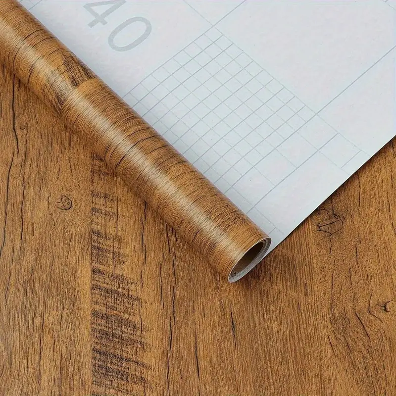 رول استيكر لاصق شكل خشبي باللون البني  لتجديد ديكور الحوائط والاثاث