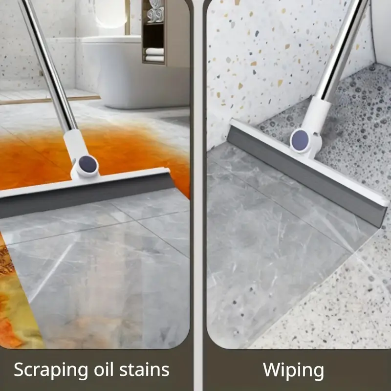 طقم تنظيف 3 في 1 مقشة وجاروف ومساحة بيد معدن دوارة قابة للطي