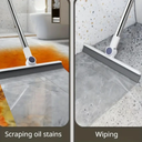 طقم تنظيف 3 في 1 مقشة وجاروف ومساحة بيد معدن دوارة قابة للطي