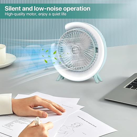 مروحة مكتب ليد بتصميم مبتكر ب 3 سرعات تهوية مختلفة تعمل بالشحن