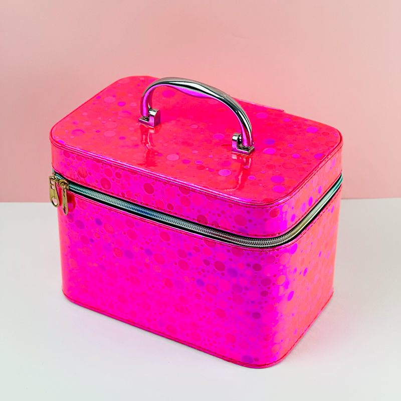 شنط ميكاب لتنظيم أدوات التجميل 3 قطع  تصميم أنيق باللون الفوشيا