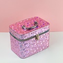 شنط ميكاب 3 قطع لحمل وتنظيم ادوات المكياج مزينة باللون الموف