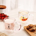 مج زجاج دبل شكل دبدوب 250 ملي لشرب النسكافيه والكابتشينو