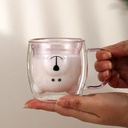 مج زجاج دبل شكل دبدوب 250 ملي لشرب النسكافيه والكابتشينو