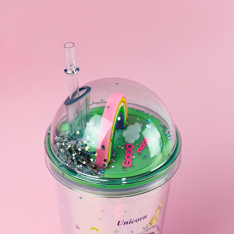 مج اكليريك 400 مللي بشاليموه مناسب للمشروبات المثلجة مزين باشكال كرتونية