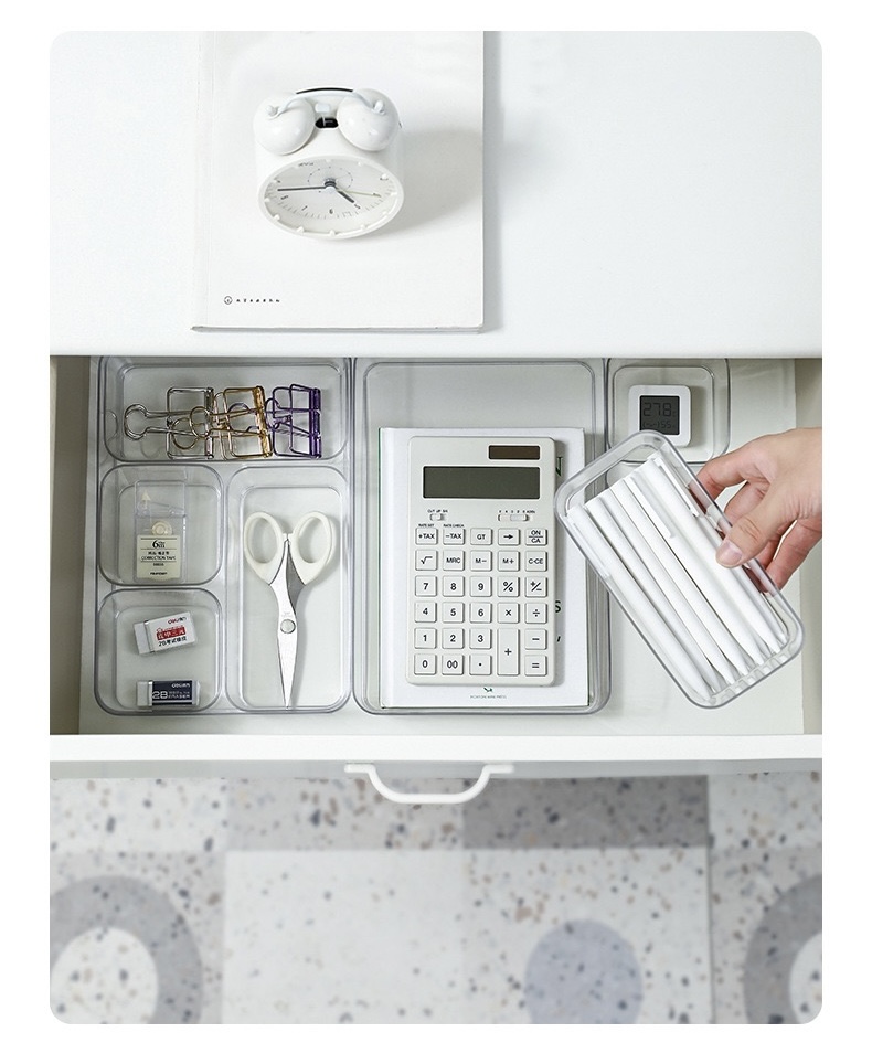 مجموعة منظمات ادراج اكليريك شفافة 9 قطع بمقاسات مختلفة