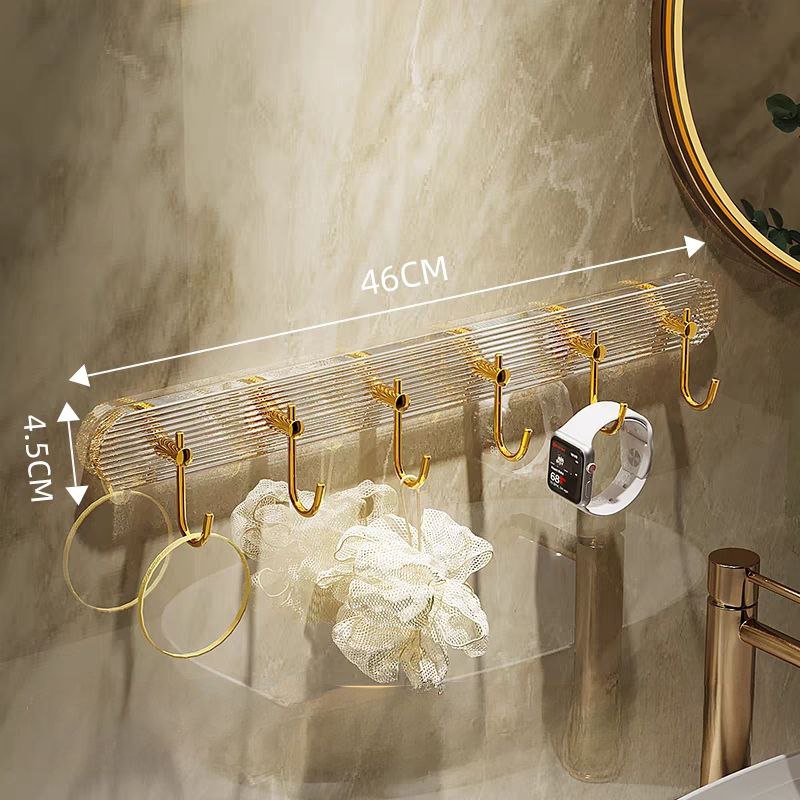 شماعة حوائط اكليريك بلزق دبل فيس ب 6 هوك جولد لتعليق الملابس والأدوات