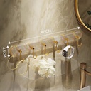 شماعة حوائط اكليريك بلزق دبل فيس ب 6 هوك جولد لتعليق الملابس والأدوات