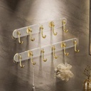 شماعة حوائط اكليريك بلزق دبل فيس ب 6 هوك جولد لتعليق الملابس والأدوات